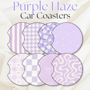 Purple Haze Car Coasters | Lavender & Lilac Aesthetic Car Accessories | Absorbent Coasters | Cute Purple Car Decor Set of 2