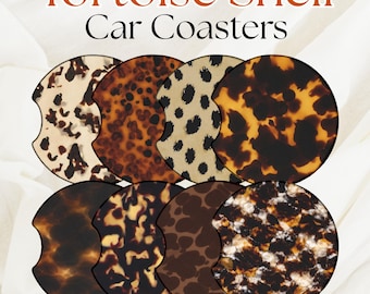 Posavasos para coche con diseño de carey (juego de 2) / Accesorios estéticos para coche / Posavasos bonitos para portavasos / Decoración neutra para coche / Regalos / De moda