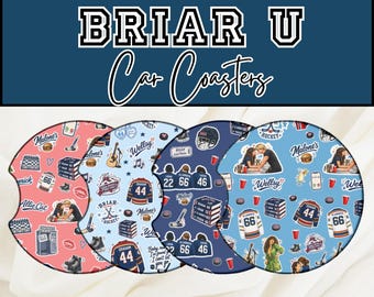 Dessous de verre de voiture de hockey Briar University | Garrett Graham et Dean Di Laurentis Accessoires de voiture inspirés de la romance | Ensemble de sous-verres