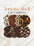 Tortoise Shell Car Coasters Set of 2 | Aesthetic Car Accessories | Cute Car Cup Holder Coasters | Neutral Car Decor | Gifts | Trendy