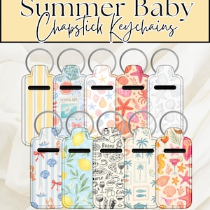 Llavero porta-bálsamo labial Summer Baby / Soporte para bálsamo labial / Llavero de verano, mar y costa / Accesorio para bolso, cartera y llaves / Regalos de playa
