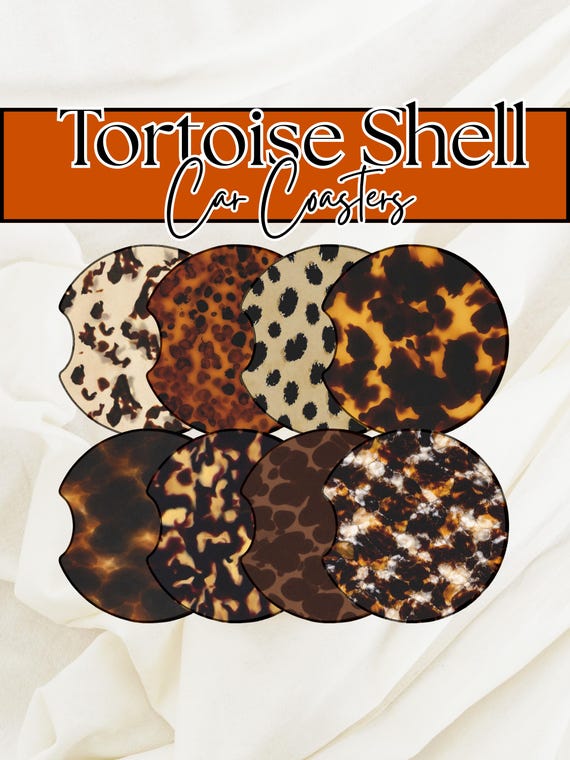 Tortoise Shell Car Coasters Set of 2 | Aesthetic Car Accessories | Cute Car Cup Holder Coasters | Neutral Car Decor | Gifts | Trendy