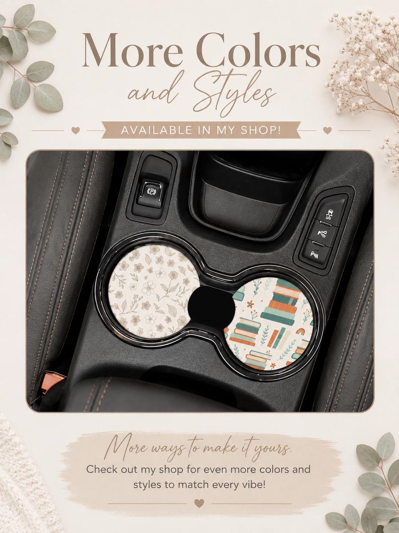 Tortoise Shell Car Coasters Set of 2 | Aesthetic Car Accessories | Cute Car Cup Holder Coasters | Neutral Car Decor | Gifts | Trendy image 5