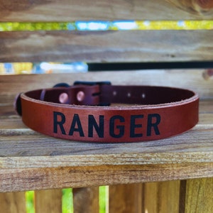 1&quot; Leather Dog Collar- Medium Brown Leather Dog Collar- Genuine Leather -USA Made