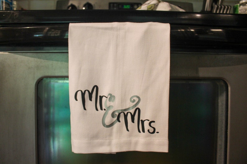 Wedding Gift Tea Towel Engagement Gift Mr /& Mrs
