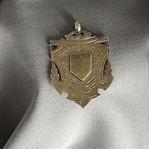 vintage sterling silver Victorian shield fob