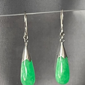 Brincos pendentes de jade feitos sob medida em prata vintage
