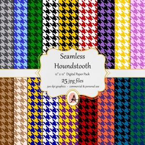Seamless Houndstooth Digital Paper - 25 images - repeating pattern printable scrapbook paper instant download in JPG format - commercial use
