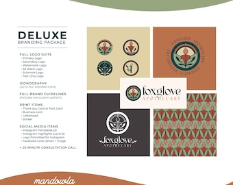 DELUXE Brand Kit with Full Logo Suite | Custom Brand Bundle | Social Media and Print | Business Card | Brand Guides | Business Branding Kit