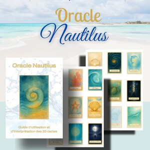 Peut inclure: Jeu de cartes Oracle Nautilus avec 33 cartes à imprimer et un livret. Les cartes présentent des illustrations à l'aquarelle de la vie marine et des motifs abstraits. Le jeu comprend un guide d'interprétation.