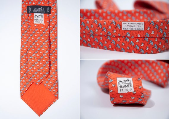 Men's Hermes Tie Silk Twill Necktie Animal Print V