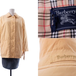 Vintage Burberry London Yellow Quilted Jacket Coats Plaid Beige Women&#39;s Vintage