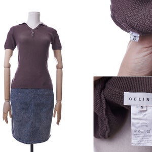 Women’s Vintage Celine Polo T Shirt S Brown Color