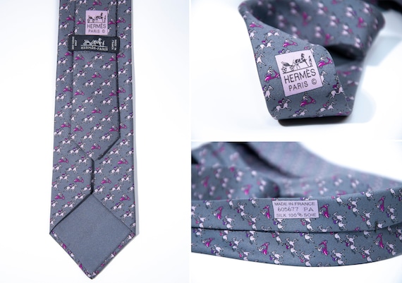Men's Hermes Tie Pattern 605677 PA Silk Twill Neck