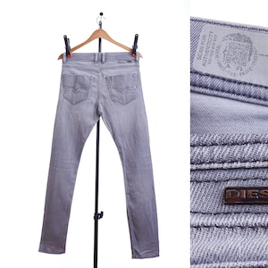 Men’s DIESEL POIAK Slim Button Fly Zip Rear Pocket Grey Jeans