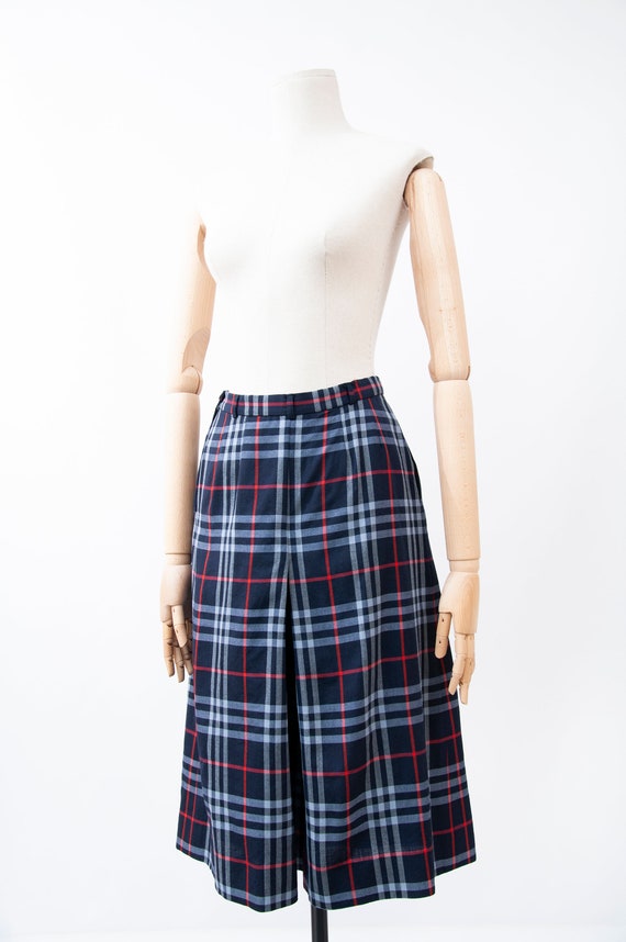 Women's BURBERRYS London Blue Plaid Vintage Skirt… - image 4