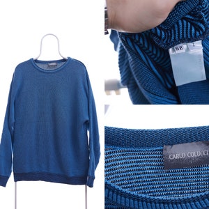 Mens Carlo Colucci Blue Long Sleeve Sweater Size 52