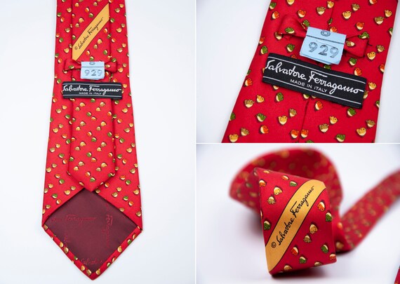 Men's SALVATORE FERRAGAMO Handmade Silk Red Tie Ne