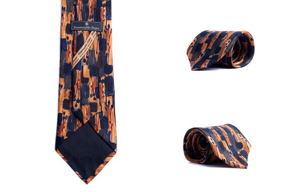 Men's Ermenegildo Zegna Abstract Floral Study Luxury 100% Silk Neck Tie Italy