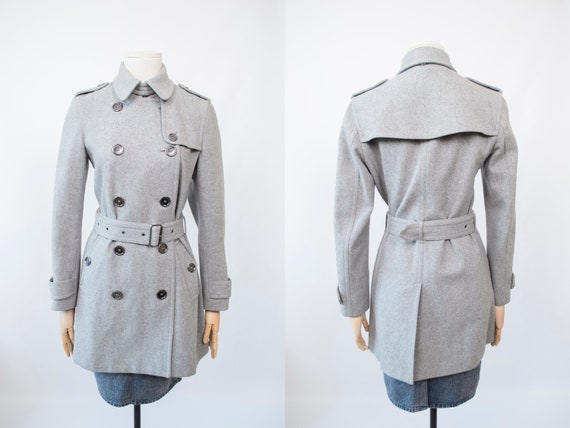 Women's BURBERRY BRIT Gray Wool Cashmere Double Br