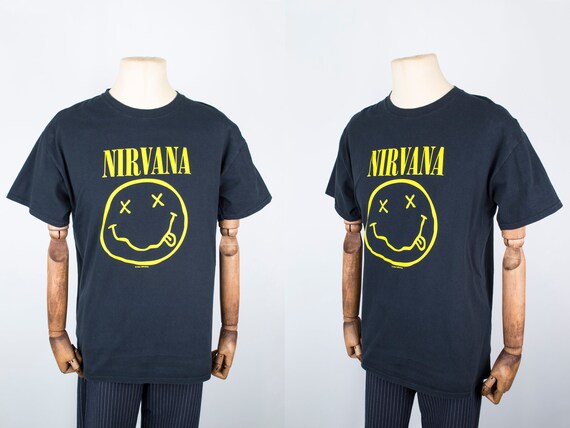 Mens Vintage 90s Nirvana Smile Kurt Cobain Short S