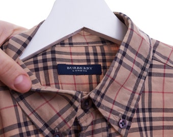 Hombre BURBERRY LONDON Beige Plaid Button Down Long Sleeve Dress Shirt