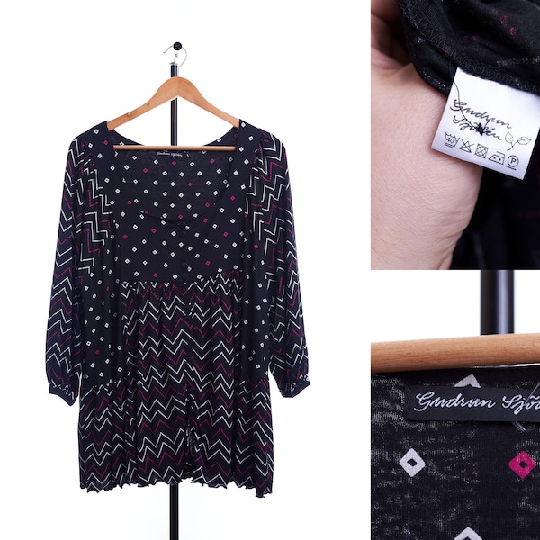 Gudrun Sjoden Cotton Cardigan Jumper Sweater Dress Size L Black Elastane Modal