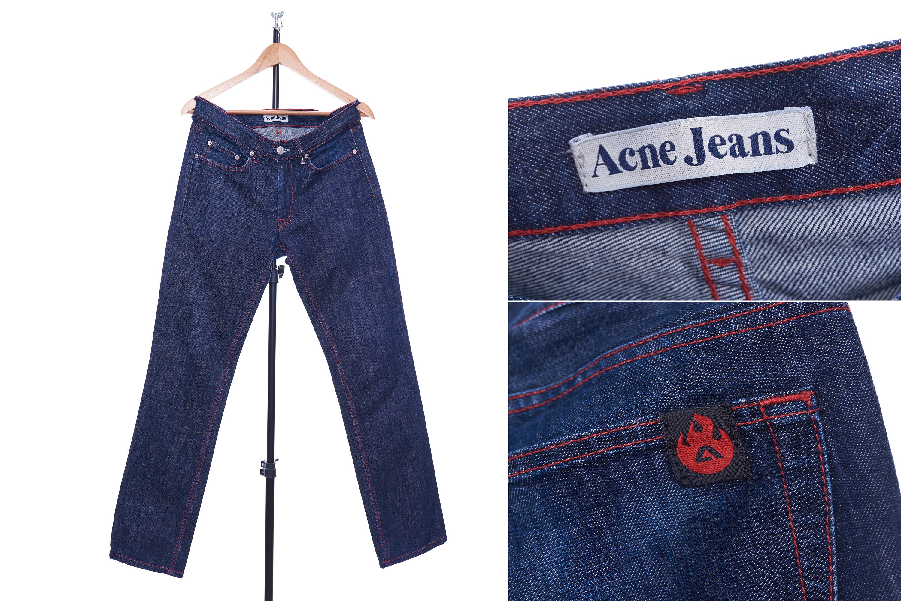 Auroch enkel en alleen Mijlpaal Men's ACNE Jeans Mic 10 Years Red Stitching Trousers 31 X - Etsy Sweden