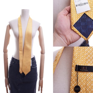 DAKS London Neck Tie Mens Yellow Solid Luxury Classic Light Fresh Fun