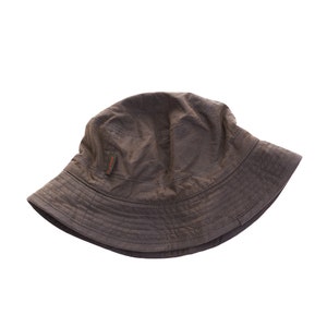 Barbour Bucket Hat Brown Logo Men&#39;s 100% Waxed Cotton Size S