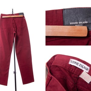 Men&#39;s 90s STONE ISLAND MARINA Vintage Burgundy Chino Jeans Pants Sz 44