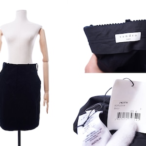 Women&#39;s Sandro Paris Velvet Skirt Noir Black Size 3 RRP 185 Euro