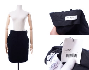 Women&#39;s Sandro Paris Velvet Skirt Noir Black Size 3 RRP 185 Euro