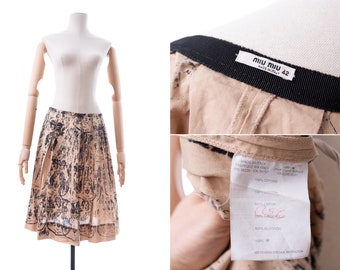 Miu Miu Skirts Cotton Beige printing, size 42 Italian Womens Skirt