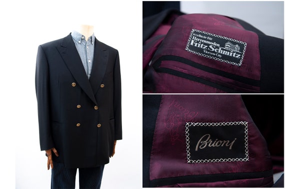 Mens Brioni Aurelio Black Double Breasted Pure Esc