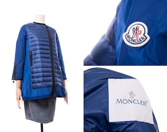 Moncler Women&#39;s Blue Arielle Caped Quilted Jacket RRP 972 Size 00 ExcellentRare Moncler 90s Coat Duffle Logo Moncler Luxury Down Rare Puffer