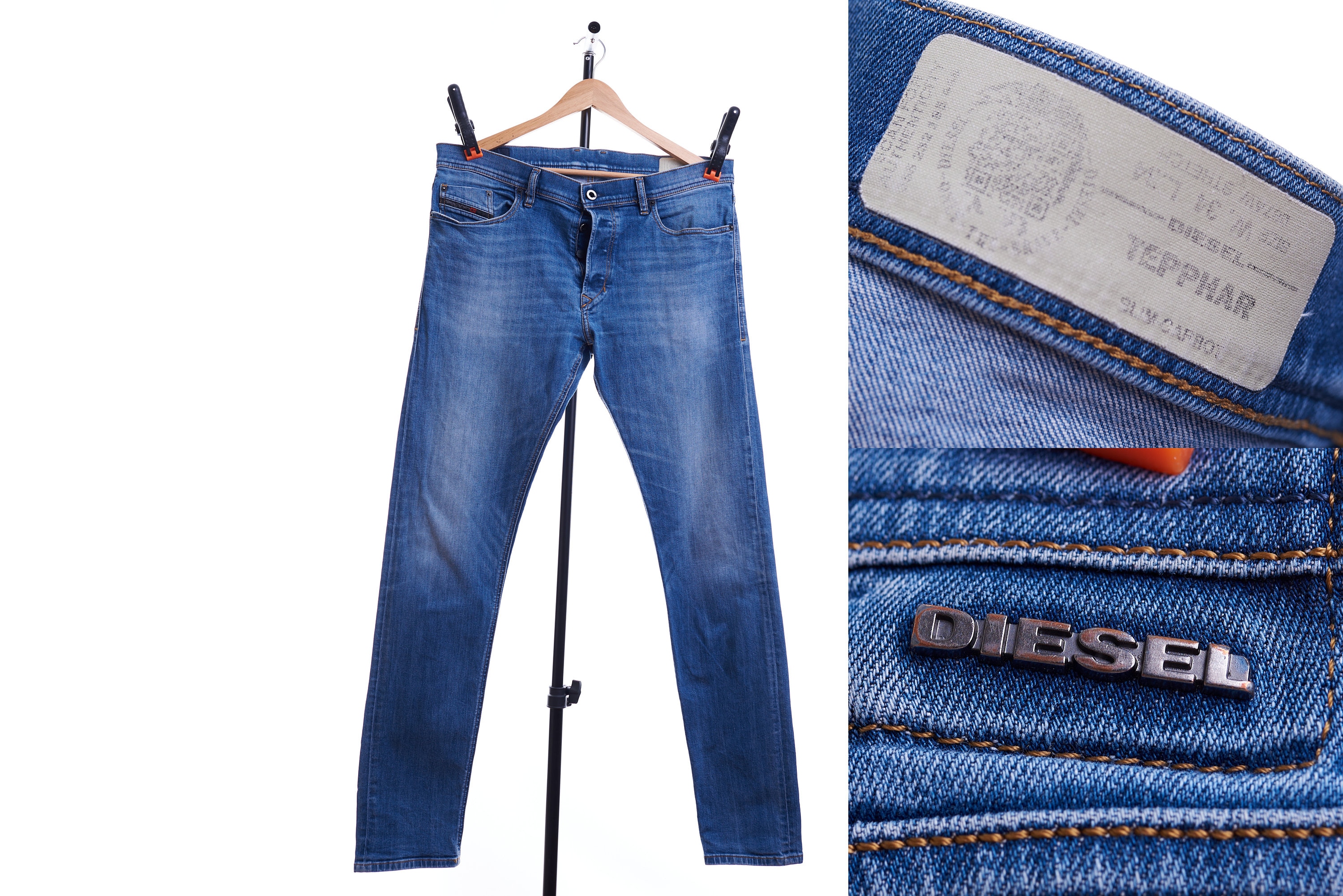 Diesel Stretch Tepphar Slim Carrot Jeans Size W34 X L32 Blue Etsy