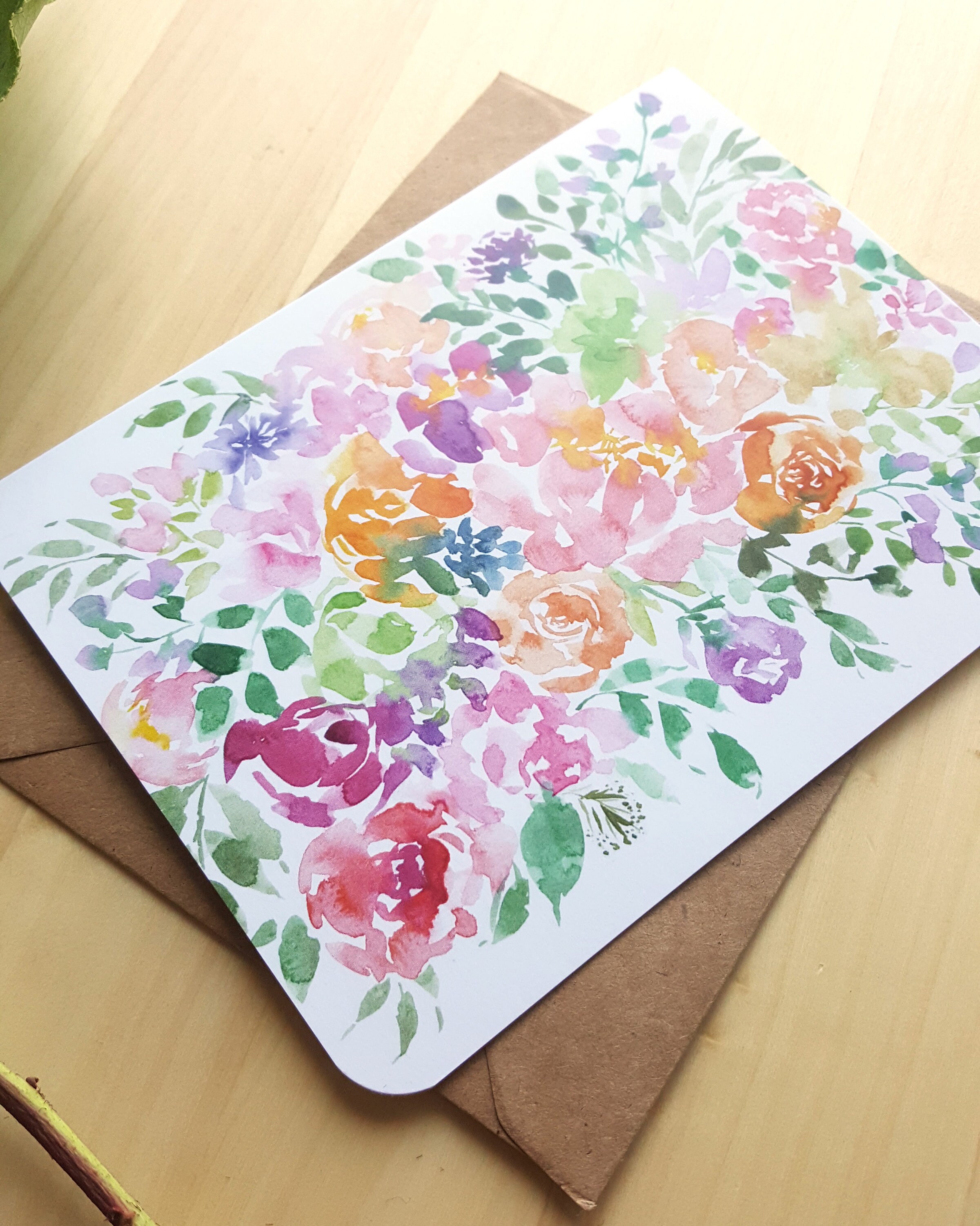 Floral Card Blank Card Blank Flowers Watercolor Flower Etsy