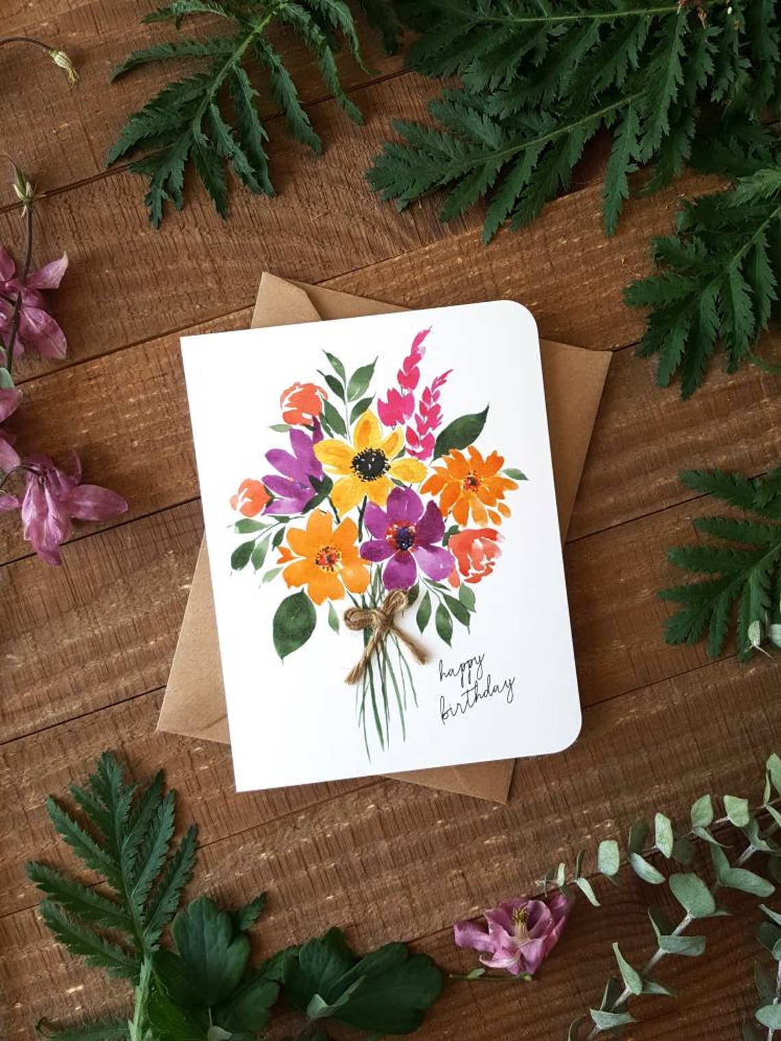 Birthday Card Floral Birthday Card Flower Birthday Etsy