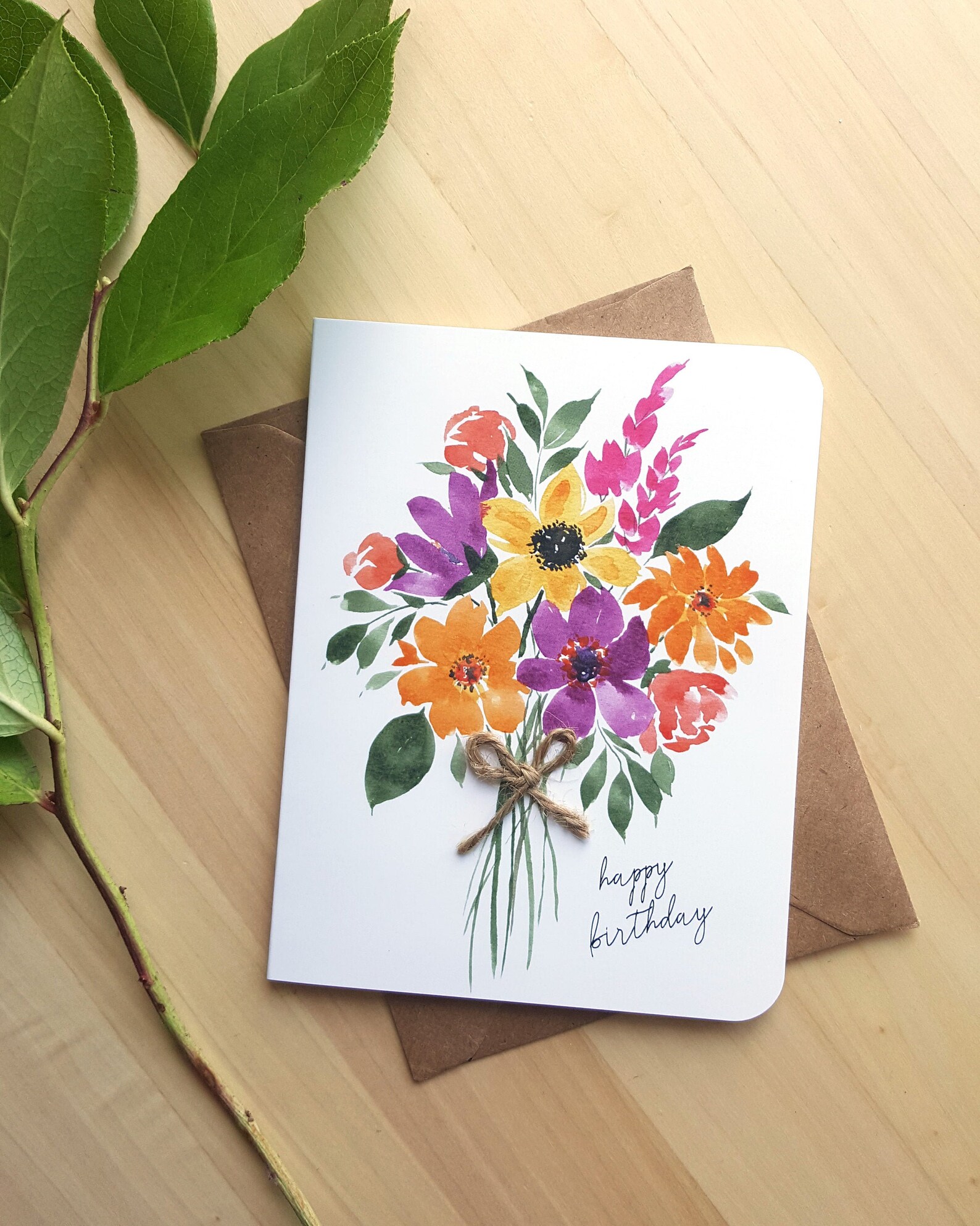 Birthday Card Floral Birthday Card Flower Birthday Etsy