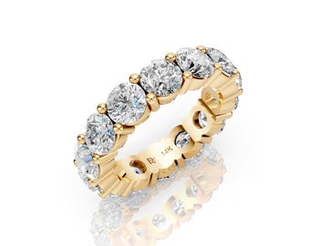 Stunning 14k Gold 5 mm Round Lab Grown Diamonds Eternity Band, Wedding, Anniversary Gift
