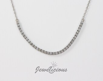 Gorgeous 1.20 CT Natural Round Diamonds Necklace Chain in 14k White Gold, Birthday - Anniversary - Christmas Gift
