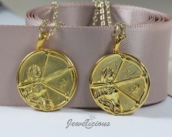 10k / 14k Solid Gold Sagittarius Zodiac Pendant / Sagittarius Horoscope Sign Medallion/ Coin Round Pendant sold without chain.
