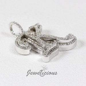 K Initial Letter Double Layer Pendant Natural Diamonds Solid 10K White Gold Diamond Initial Pendant Sold Without Chain image 6