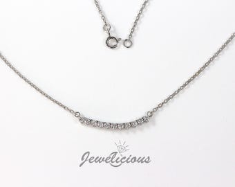 Gorgeous 0.48 CT Natural Round Diamonds Necklace Chain in 14k White Gold, Birthday - Anniversary - Christmas Gift