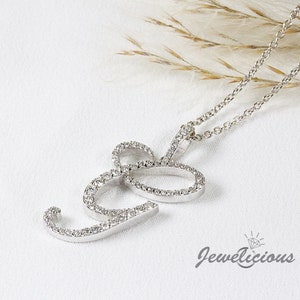 Pingente com inicial de diamante - Pingente com letra inicial G personalizado - Diamantes naturais - Disponível em ouro maciço 10K e 14K em todas as cores douradas - Estilo 2