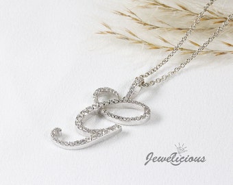 Diamond Initial Pendant - Custom G Initial Letter Pendant - Natural Diamonds - Available in 10K and 14K Solid Gold all gold colors - Style 2