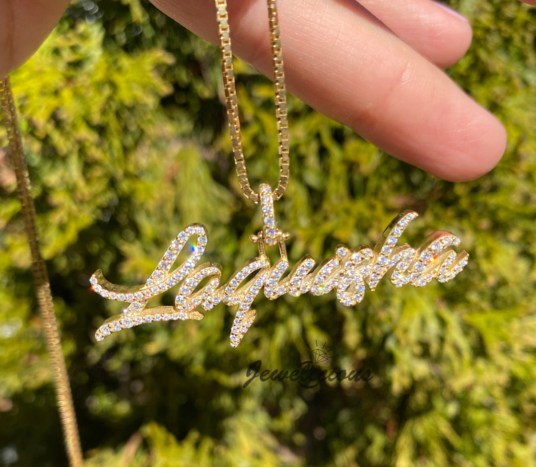 Fabulous Custom Made 3D Name Pendant - Natural Diamonds