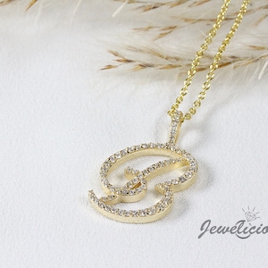 Pingente com inicial de diamante - Pingente com letra inicial B personalizado - Diamantes naturais - Disponível em ouro maciço 10K e 14K em todas as cores douradas - Estilo 3