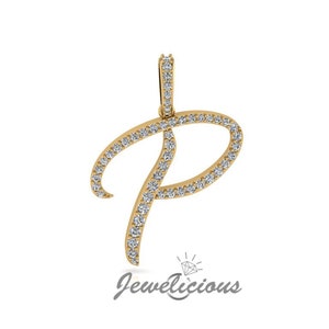 Diamond Initial Pendant A-Z 10 Karat Gold Letter Pendant Initial Necklace  Dainty Initial Charm Alphabet Letter Necklace 